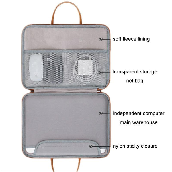 Waterproof Leather Computer Bag 15 / 15.6 16 Inches Fully Open & Portable Gray Brown Laptop Cases & Bags