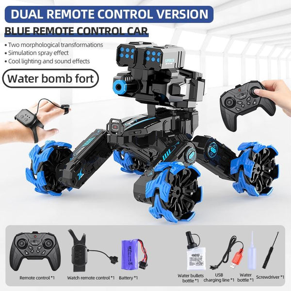 Remote Control Water Bomb Car Dual Four Wheel Battle Blooming Tire Spray Blue Rc Model Vehicles