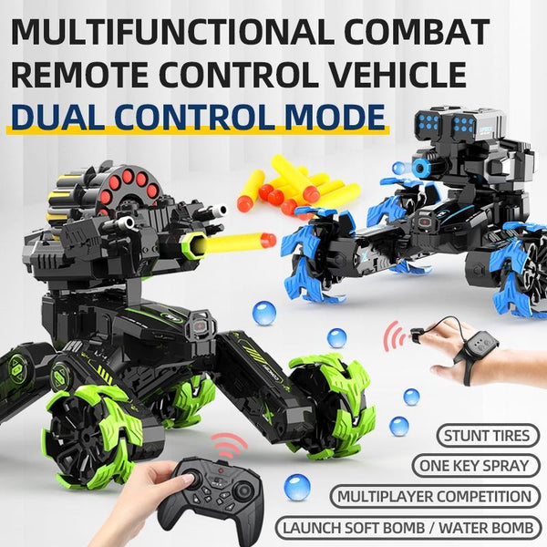 Remote Control Water Bomb Car Dual Four Wheel Battle Blooming Tire Spray Blue Rc Model Vehicles