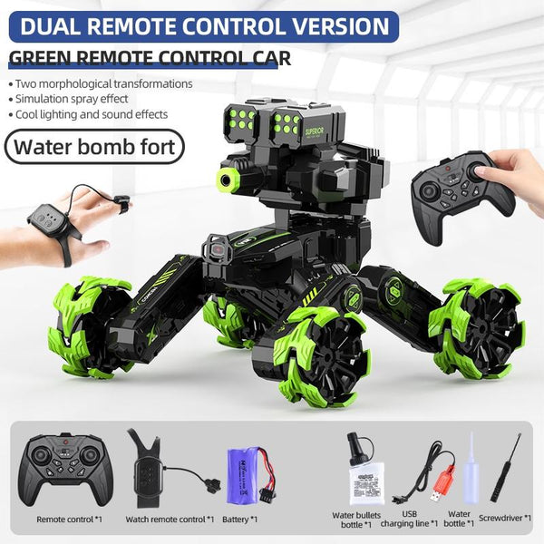 Remote Control Water Bomb Car Dual Four Wheel Battle Blooming Tire Spray Blue Rc Model Vehicles