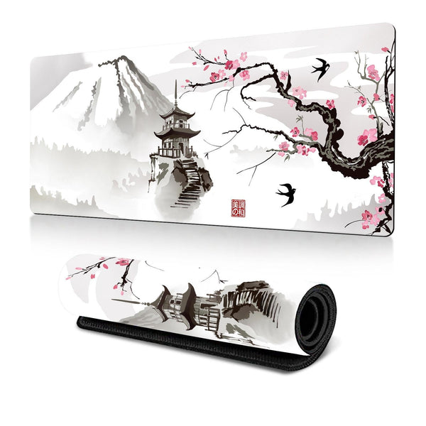 Cherry Blossom Ink Painting Mouse Pad Non Slip Pattern 1 400X900x2mm Mouse Pads & Wrist Rests