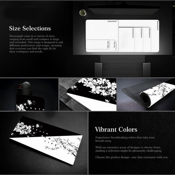 Cherry Blossom Ink Painting Mouse Pad Non Slip Pattern 1 400X900x2mm Mouse Pads & Wrist Rests