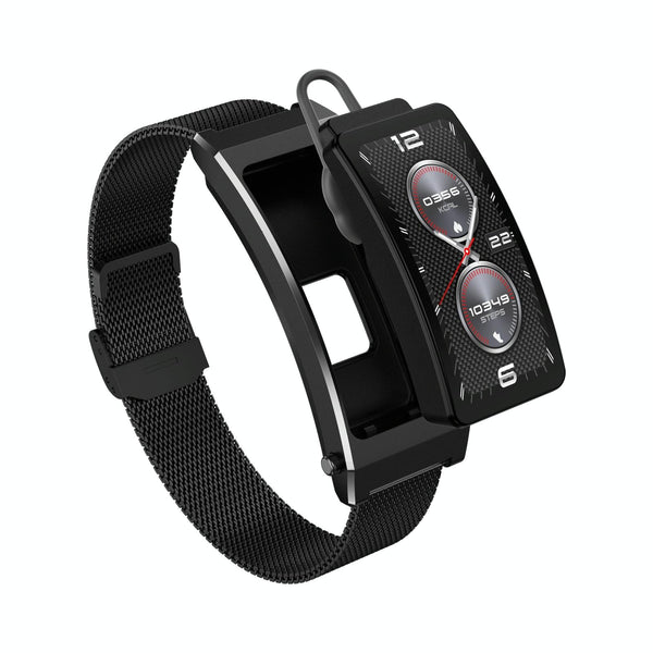 Smart Health Monitoring Bracelet With Bt Call And Leather Strap Black Smart Watches