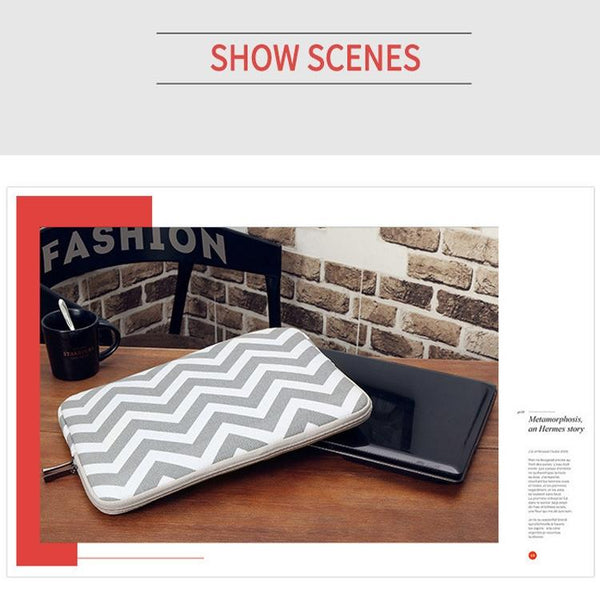 13 Inches 13 Wavy Pattern Notebook Liner Bag Design Gray Laptop Cases & Bags
