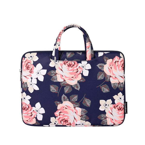 15 Inch Laptop Case Bag With White Rose Pattern And Handle Blue Laptop Cases & Bags