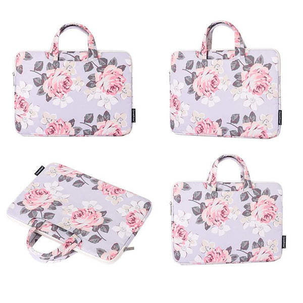 15 Inch Laptop Case Bag With White Rose Pattern And Handle Blue Laptop Cases & Bags