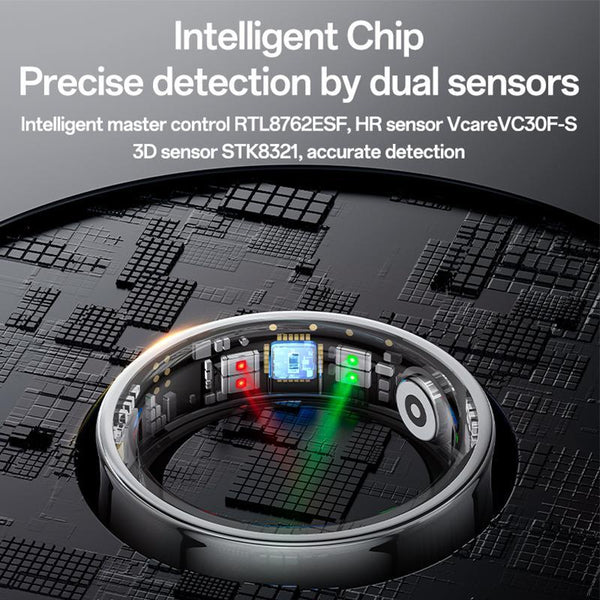 Smart Health Ring Temp Heart Rate Bp Reminder Black 65Mm Smart Watches