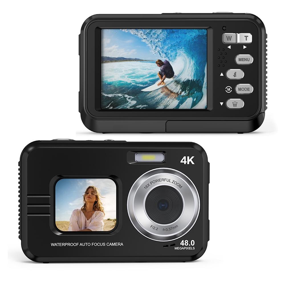 Waterproof 48Mp Dual Screen Outdoor Camera Wdc901_Black Digital Cameras