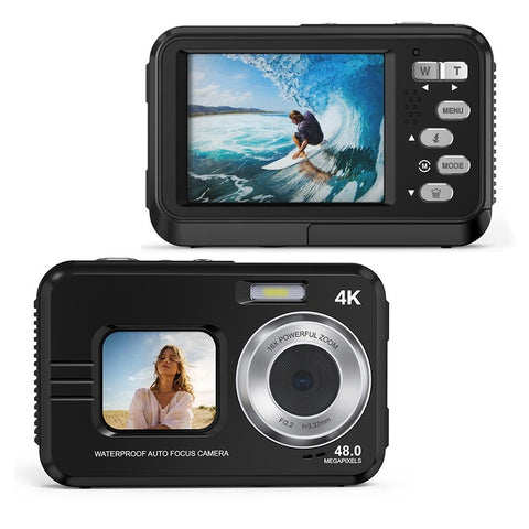 Waterproof 48Mp Dual Screen Outdoor Camera Wdc901_Black Digital Cameras