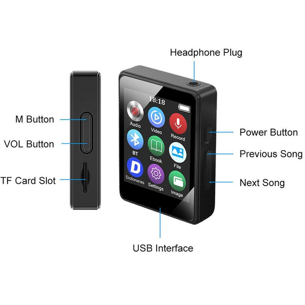 Bluetooth 5.0 Mp3 Player With Ebook Recorder 128Gb 32Gb Ipods & Mp3 Players