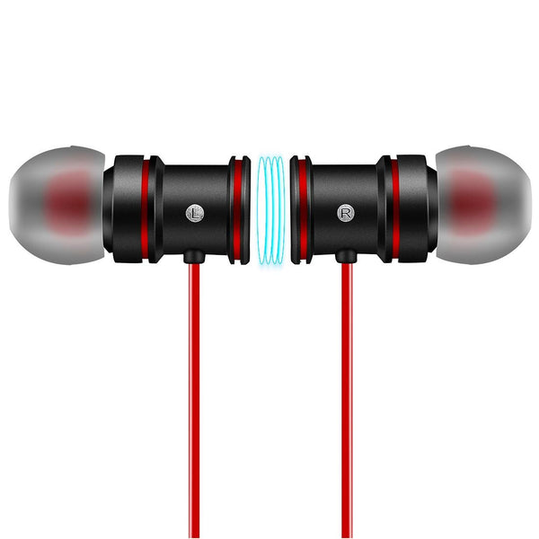 Waterproof Magnetic Sport With Mic Wireless Bluetooth V4.1 Red Earbuds
