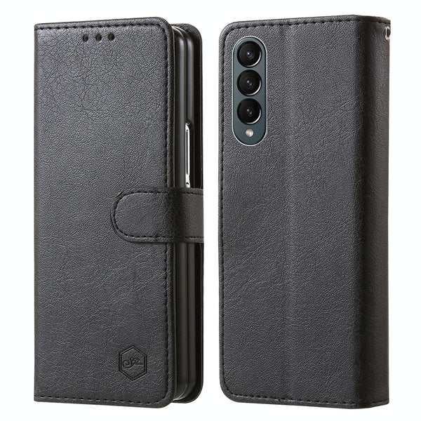 For Samsung Galaxy Z Fold4 5G Leather Texture Phone Case Pu Tpu Black Cases Covers & Skins