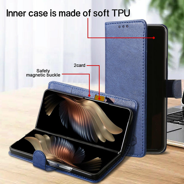 For Samsung Galaxy Z Fold4 5G Leather Texture Phone Case Pu Tpu Black Cases Covers & Skins