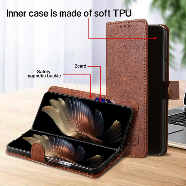 For Samsung Galaxy Z Fold4 5G Leather Texture Phone Case Pu Tpu Black Cases Covers & Skins