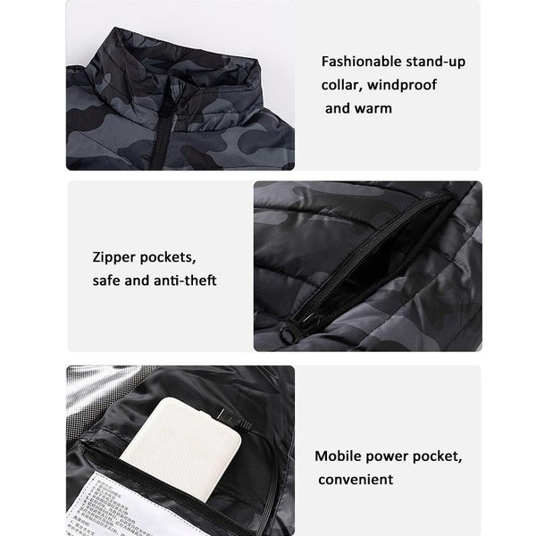 4 Area Single Control Usb Electric Heating Undershirt Intelligent Warm Vest Black Xxl Coats Jackets & Vests