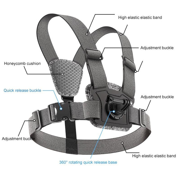 Chest Strap With Mount And Screw 6 In 1 360 Phone Clamp Straps & Hand Grips