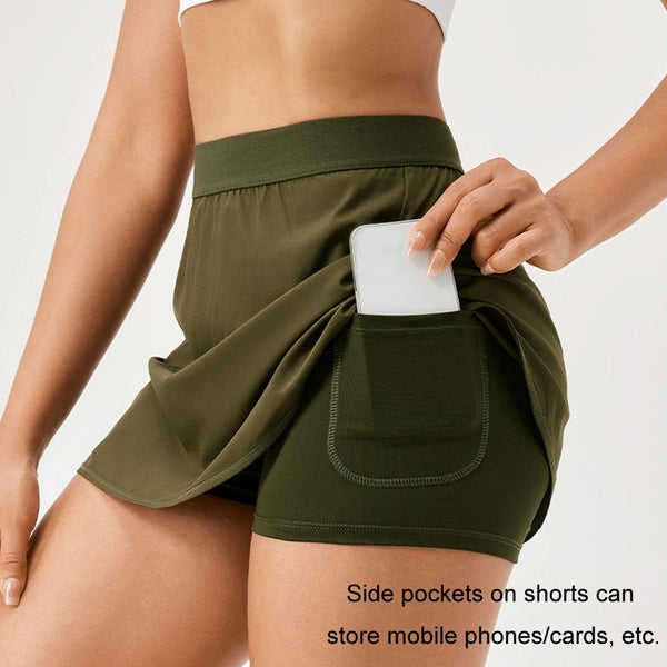 Quick Drying Women Yoga Skirt Pants Breathable Fake Two Piece Black – Xxl Activewear Skirts & Skorts