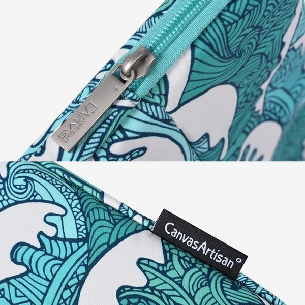 Green Wave 15 Laptop Sleeve In Pu Leather Print Laptop Cases & Bags