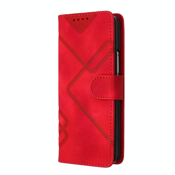 For Samsung Galaxy Z Fold4 5G Smooth Leather Phone Case Line Pattern Red Cases Covers & Skins