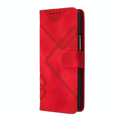 For Samsung Galaxy Z Fold4 5G Smooth Leather Phone Case Line Pattern Red Cases Covers & Skins