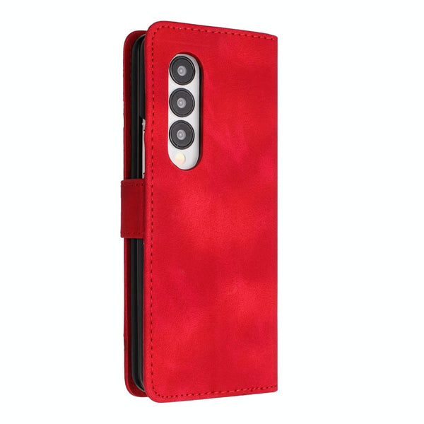 For Samsung Galaxy Z Fold4 5G Smooth Leather Phone Case Line Pattern Red Cases Covers & Skins
