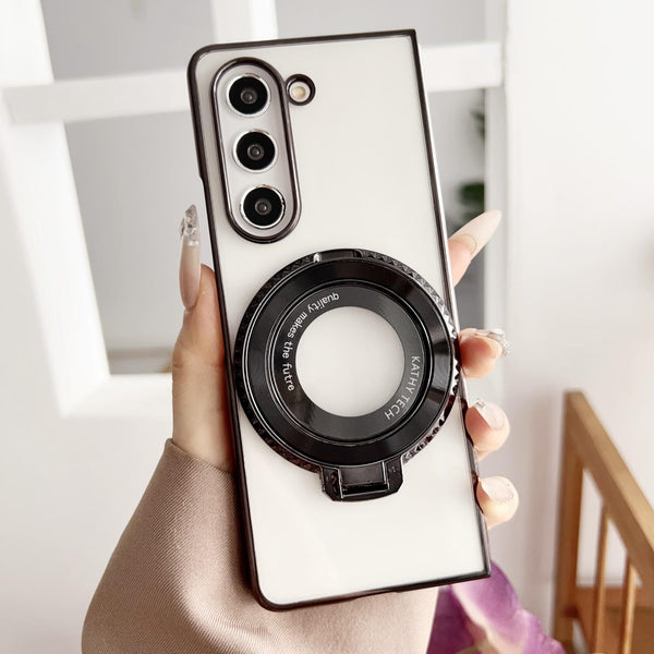 For Samsung Galaxy Z Fold4 5G Shockproof Magsafe Holder Rotating Plating Phone Case Black Cases Covers & Skins