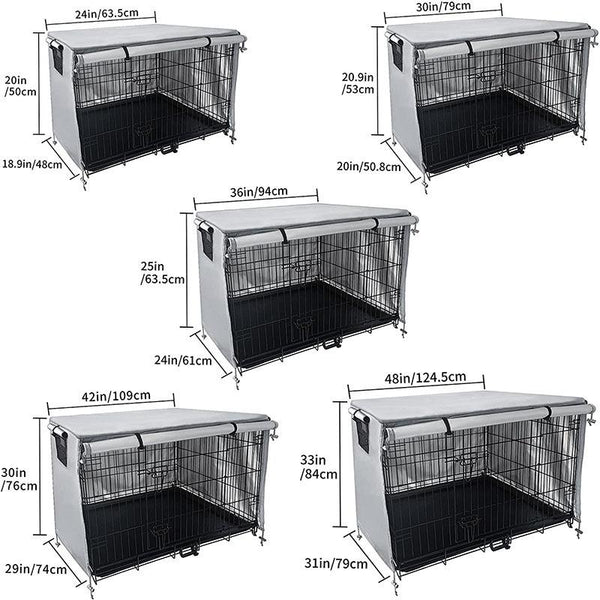Outdoor Pet Cage Cover Oxford Cloth Dustproof Rainproof Sunscreen 124.5X79x84cm Grey Dog Cages