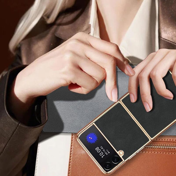 For Samsung Galaxy Z Fold4 5G Foldable Lambskin Phone Case Electroplated Alpine Green Other Mobile Accessories