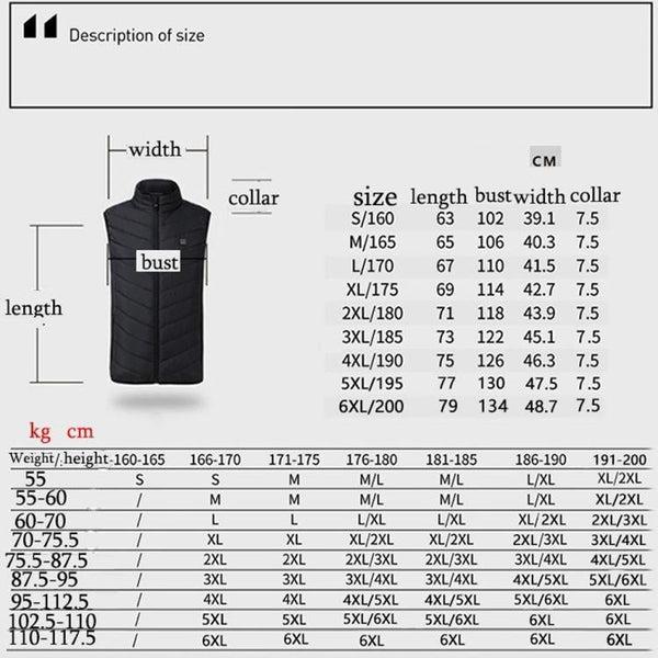 4 Area Single Control Usb Electric Heating Undershirt Intelligent Warm Vest Black Xxxl Coats Jackets & Vests
