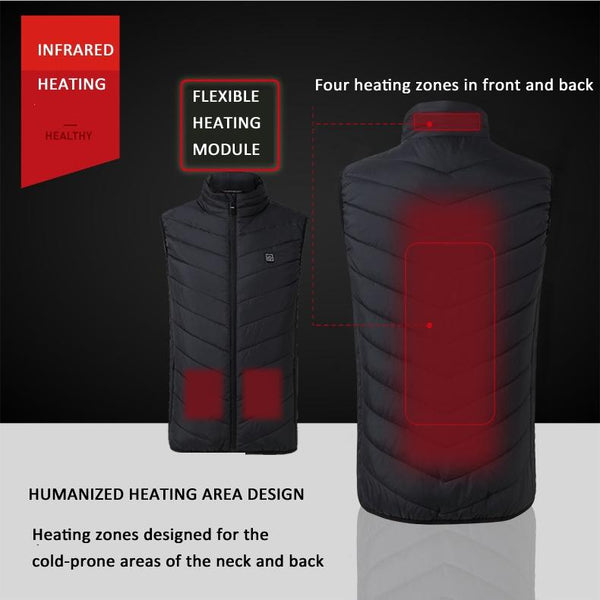 4 Area Single Control Usb Electric Heating Undershirt Intelligent Warm Vest Black Xxxl Coats Jackets & Vests