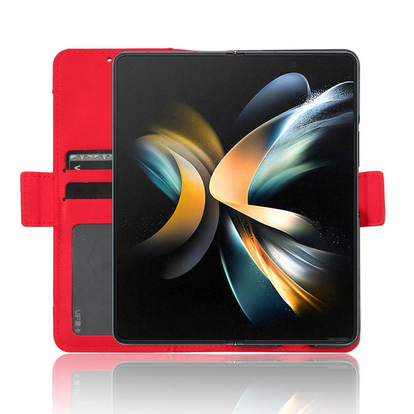 For Samsung Galaxy Z Fold4 5G Leather Phone Case With Card Slots And Calf Texture Pink Cases Covers & Skins