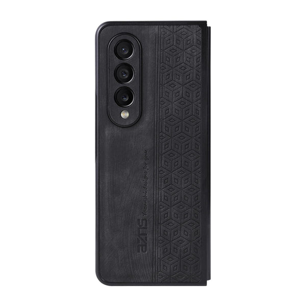 Embossed 3D Skin Texture Phone Case Sleek Design For Samsung Galaxy Z Fold4 5G Black Other Mobile Accessories