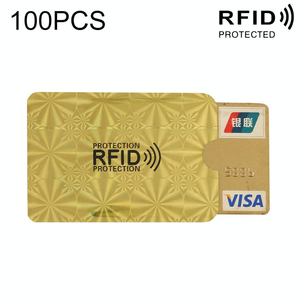 100 Pack Aluminum Foil Rfid Blocking Credit Card Case Golden Snowflake Wallets