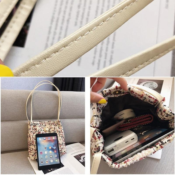 Black Woolen Knit Bucket Bag For Women Onesize Women's Bags & Handbags