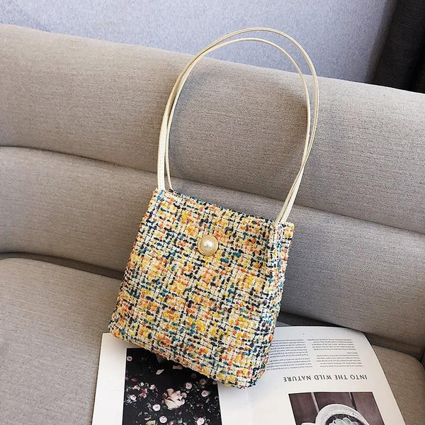 Black Woolen Knit Bucket Bag For Women Onesize Women's Bags & Handbags