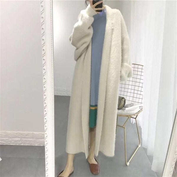 Loose Bat Plus Size Thickened Nightgown Women Knitted Cardigan Sweater Coat White Free Jumpers & Cardigans
