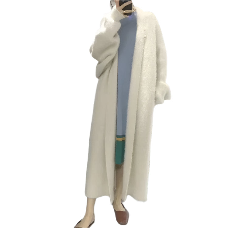 Loose Bat Plus Size Thickened Nightgown Women Knitted Cardigan Sweater Coat White Free Jumpers & Cardigans