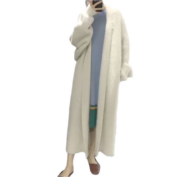 Loose Bat Plus Size Thickened Nightgown Women Knitted Cardigan Sweater Coat White Free Jumpers & Cardigans