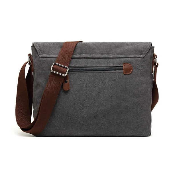 Men Canvas Shoulder Bag Versatile Crossbody Messenger Black Bags