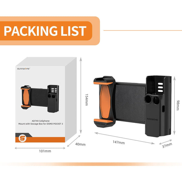 Phone Clamp Holder With Storage Case For Dji Pocket 3 Audio And Video Accessories Camera Cases Bags & Covers