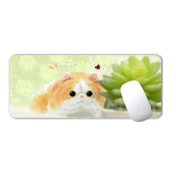 Parallel Waterproof Cartoon Mouse Pad Non Slip Design Yellow Cat Mouse Pads & Wrist Rests