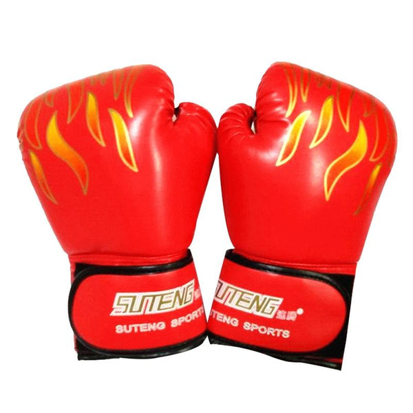 Adult Flame Pattern Pu Leather Boxing Gloves Fitness Black Gloves Boxing