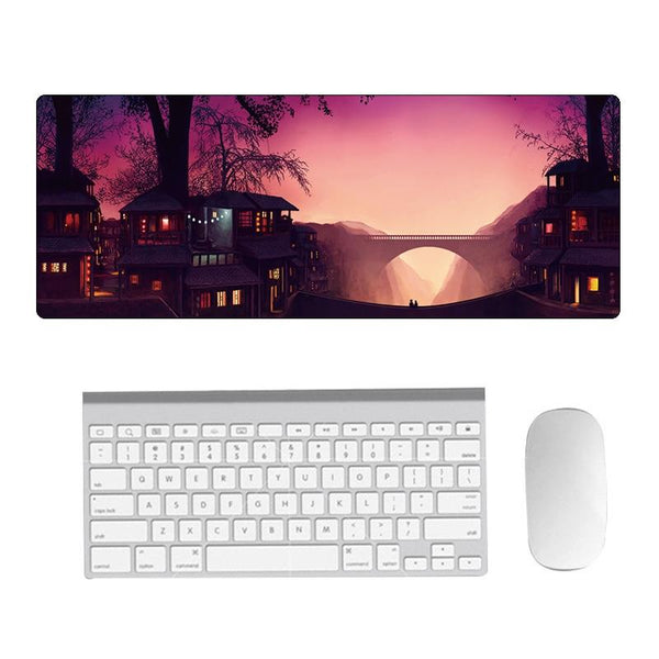 Fantasy Pattern Mouse Pad 400 X 900 5Mm Hand Painted 2 Silhouettes Mouse Pads & Wrist Rests