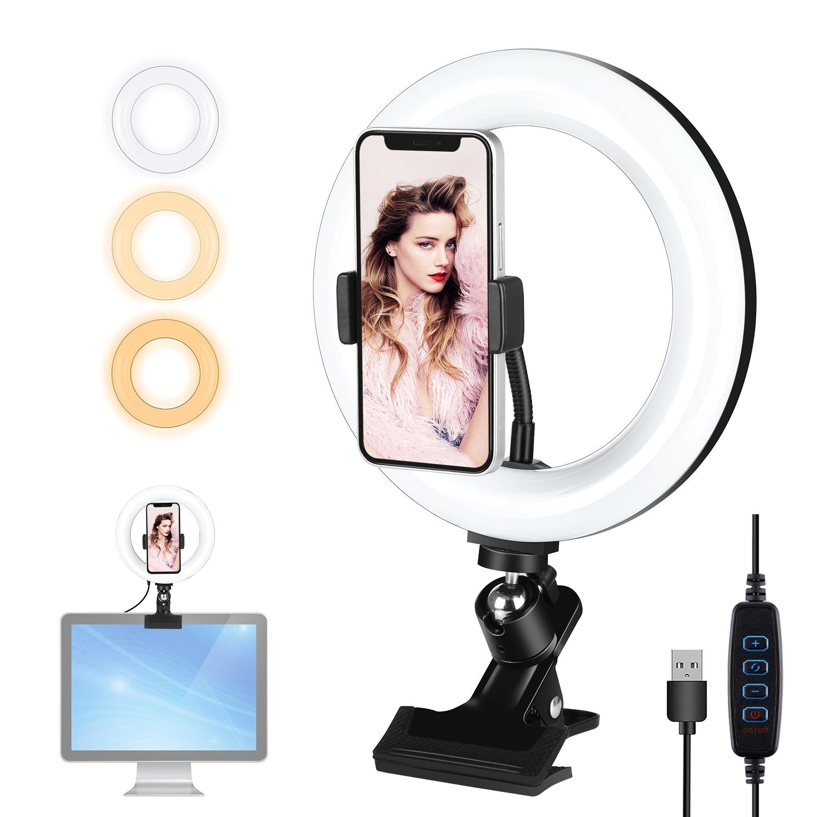 7.9 Ring Selfie Light With Dual Colour Led For Vlogging & Photography Selfie Lights