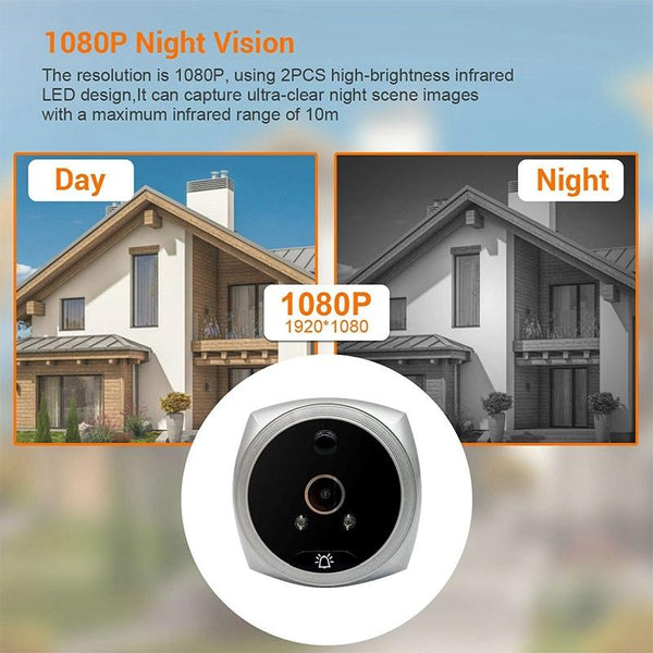 Smart Cat Eye Video Doorbell With 4.5 1080P Hd Screen Night Vision & Motion Detection Black Smart Doorbells