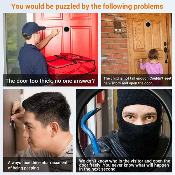 Smart Cat Eye Video Doorbell With 4.5 1080P Hd Screen Night Vision & Motion Detection Black Smart Doorbells