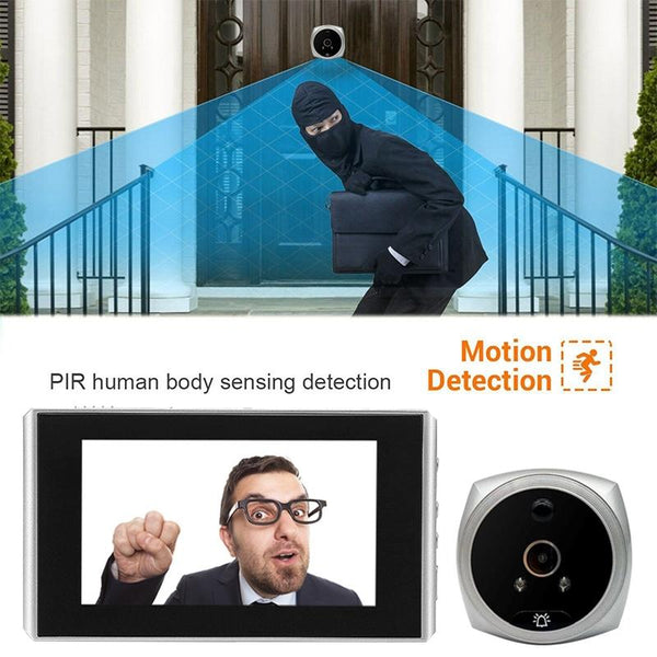 Smart Cat Eye Video Doorbell With 4.5 1080P Hd Screen Night Vision & Motion Detection Black Smart Doorbells