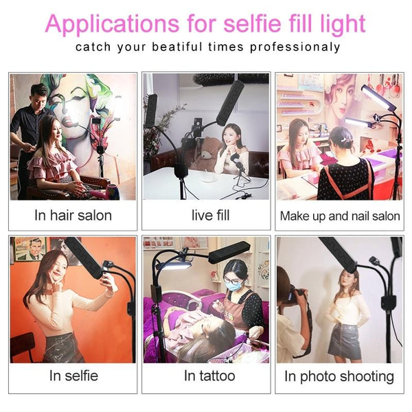 Double Arm Fill Light With Phone Clip Brightness Black Audio Video Other Lighting & Studio