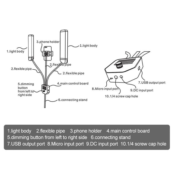Double Arm Fill Light With Phone Clip Brightness Black Audio Video Other Lighting & Studio