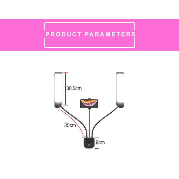 Double Arm Fill Light With Phone Clip Brightness Black Audio Video Other Lighting & Studio